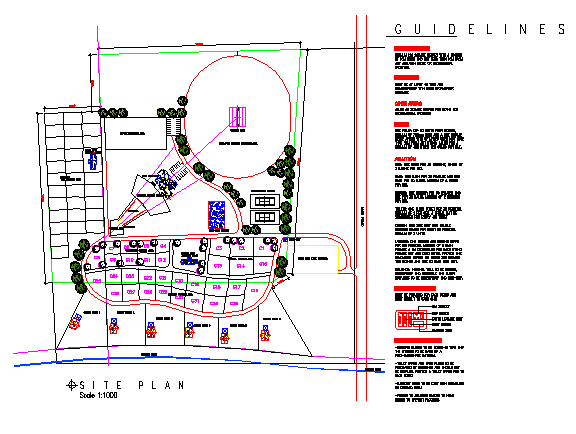 Landscaping layout of caravan stand design drawing
