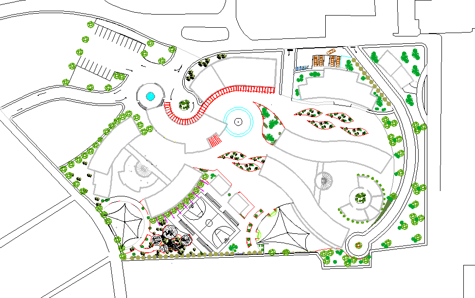 Landscaping layout plan detail dwg file