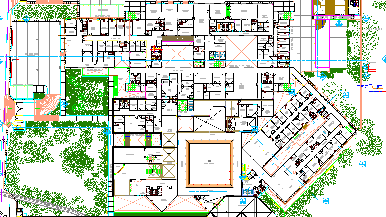 Landscaping of General Hospital Project dwg file