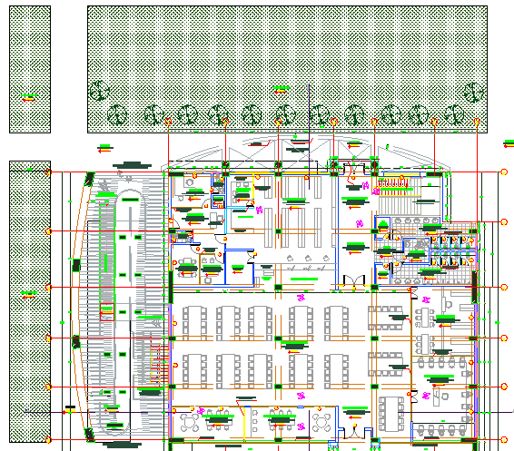 Landscaping of multi-flooring virtual library dwg file