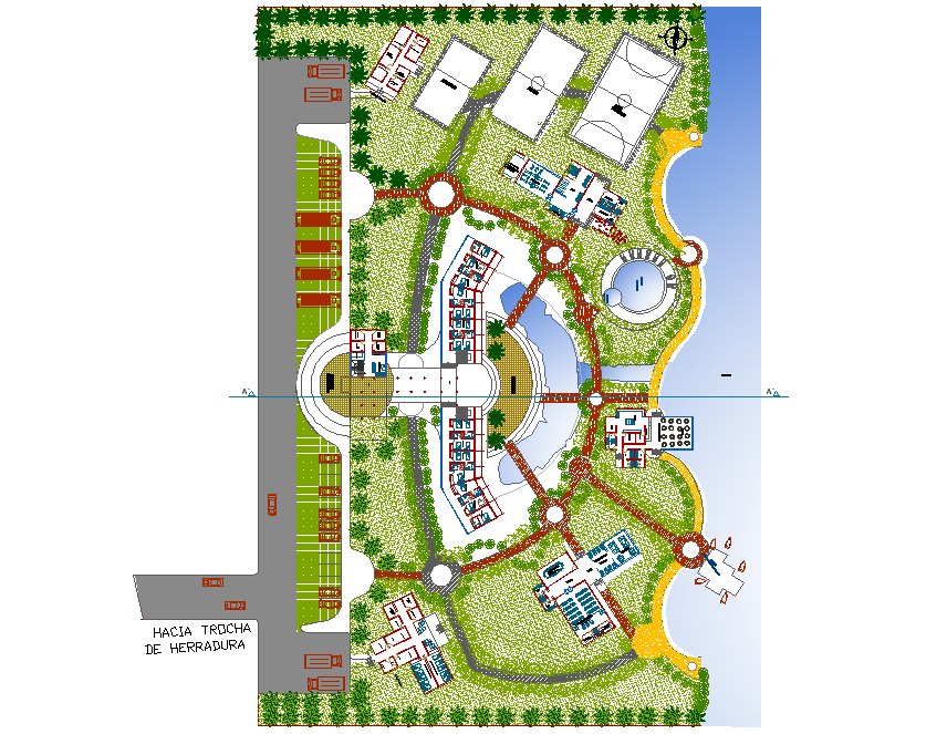 Landscaping resort oxapampa plan detail dwg file