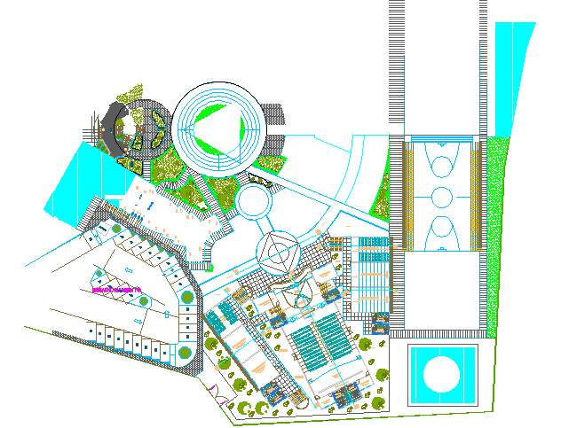 Landscaping top view detail dwg file