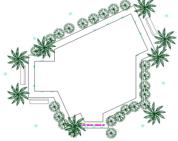 Landscaping view details of corporate office dwg file
