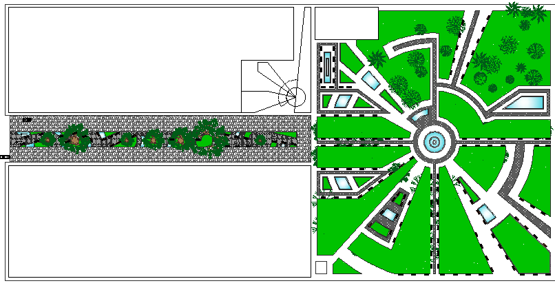 Landscaping view details of strip shopping mall dwg file