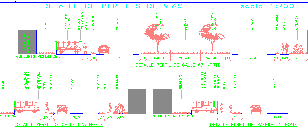 Landscaping view of corporate building garden dwg file