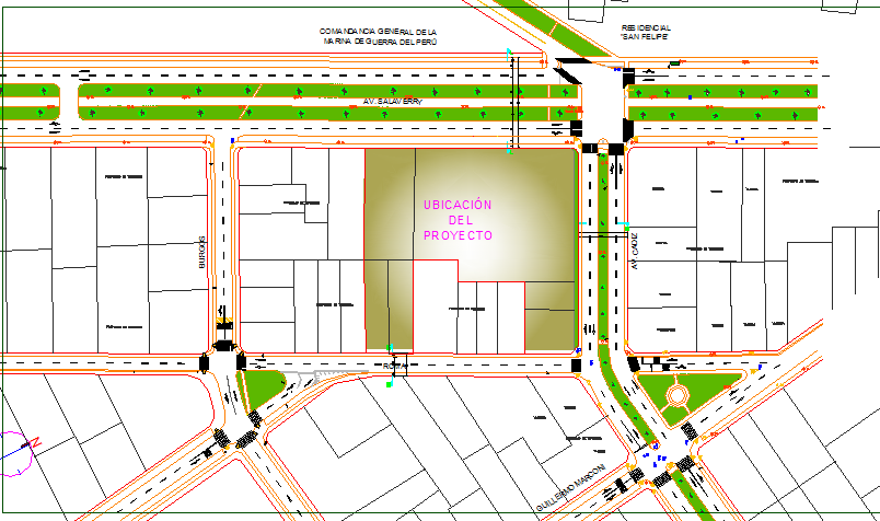Landscaping view with site plan of offices of unique dwg file