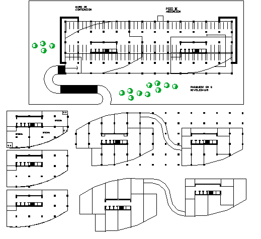 Landscaping with floor plan layout details of office tower dwg file