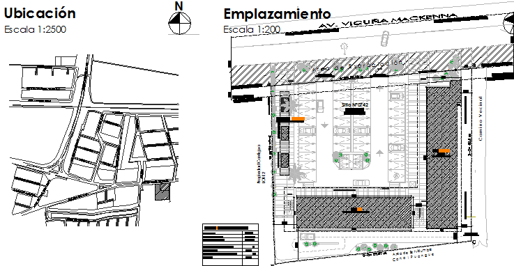 Landscaping with location map of shopping mall dwg file