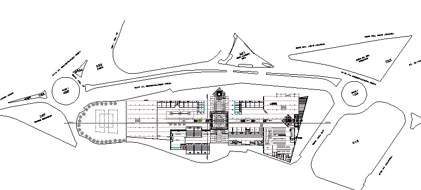 Landscaping with site plan details of shopping center dwg file