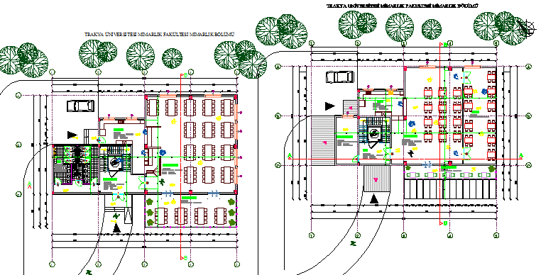 Landscaping with structural layout of family restaurant details dwg file