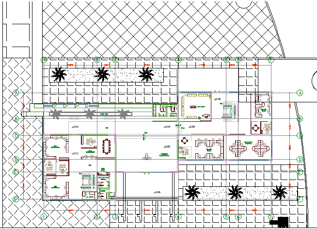 Landscaping structure details, administrative center office dwg file
