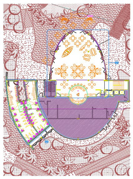 Landscaping design of restaurant stated in this autocad drawing file. Download the Auto Cad 2D DWG file now.