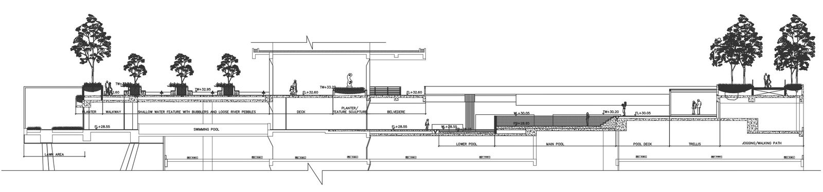Detailed Landscaping Design with Pool, Statue & Belvedere