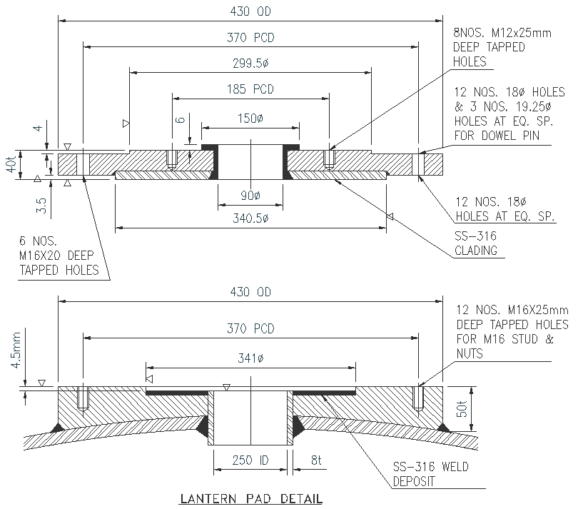 Lantern Pad Detail DWG AutoCAD file