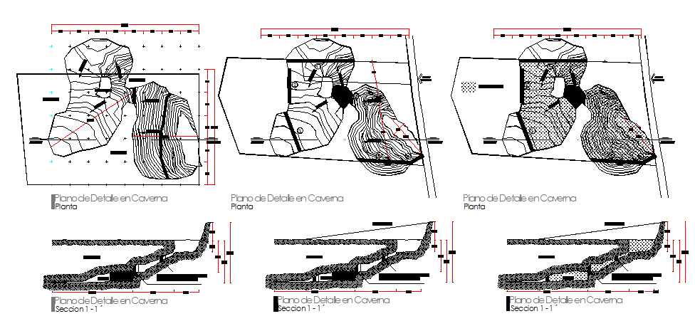 Large cover or chamber in cave cavern details dwg file