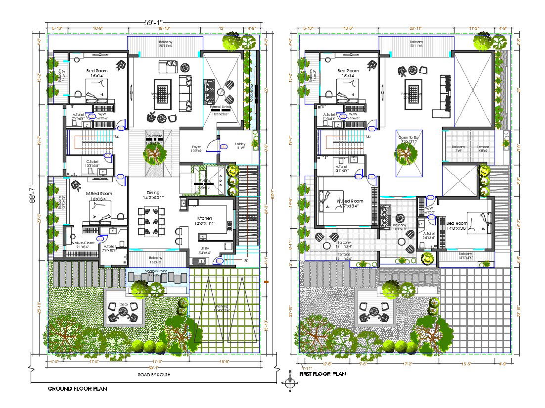 Large Bungalow Architecture Plan AutoCAD Drawing DWG File