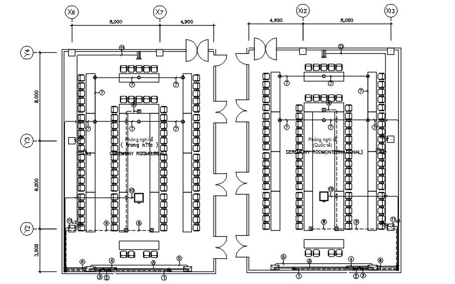 Large conference room in detail AutoCAD drawing, dwg file, CAD file