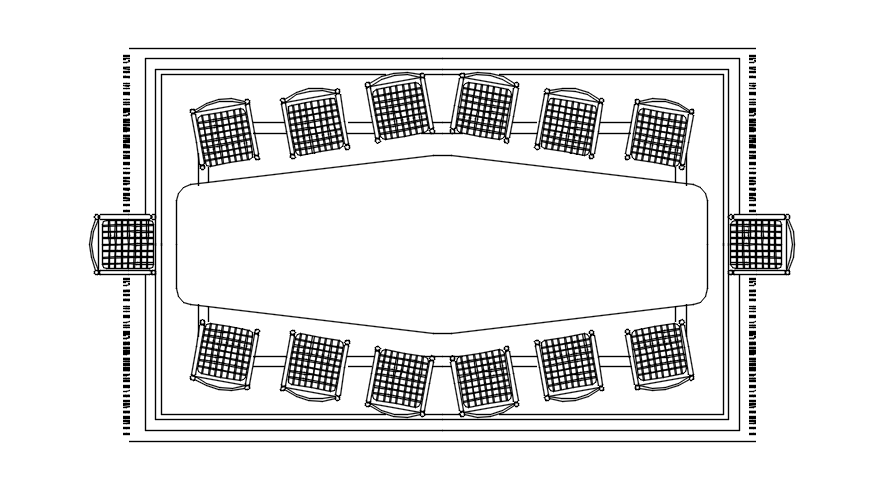 Large dining table design in AutoCAD 2D drawing, dwg file, CAD file