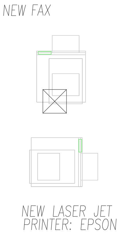 Laser jet printer CAD block in AutoCAD 2D drawing, dwg file, CAD file