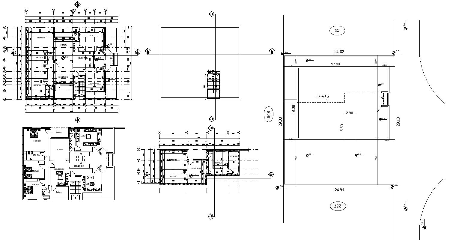 Lavish Bungalow Working Drawing With Planning DWG File