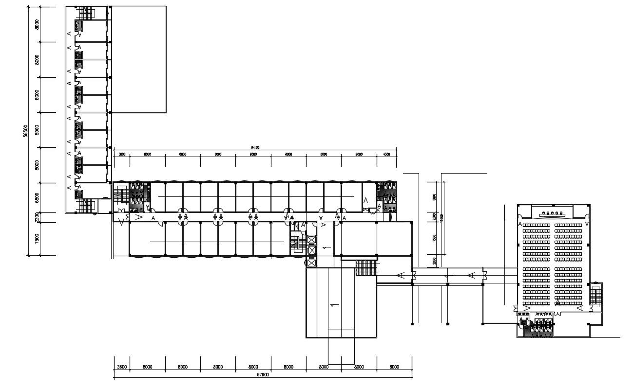 Layout Plan Design of Hostel Building Architecture Drawing