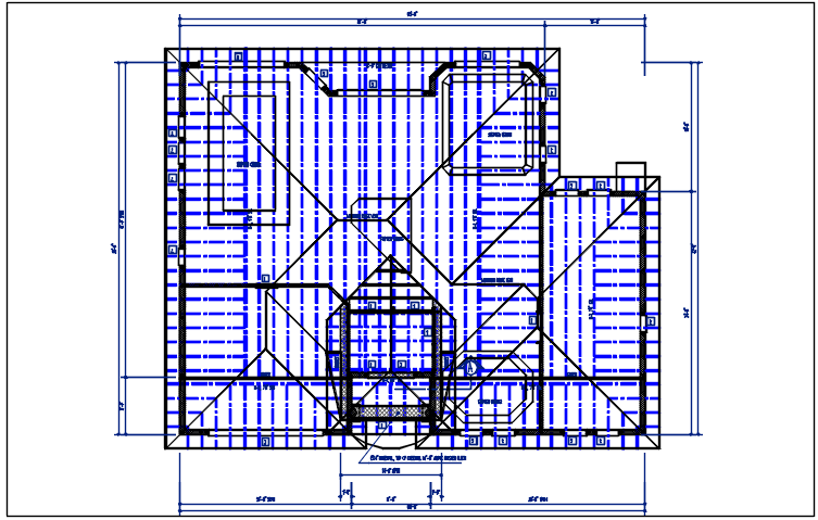 Layout Roof plan detail with roof projection plan view detail dwg file