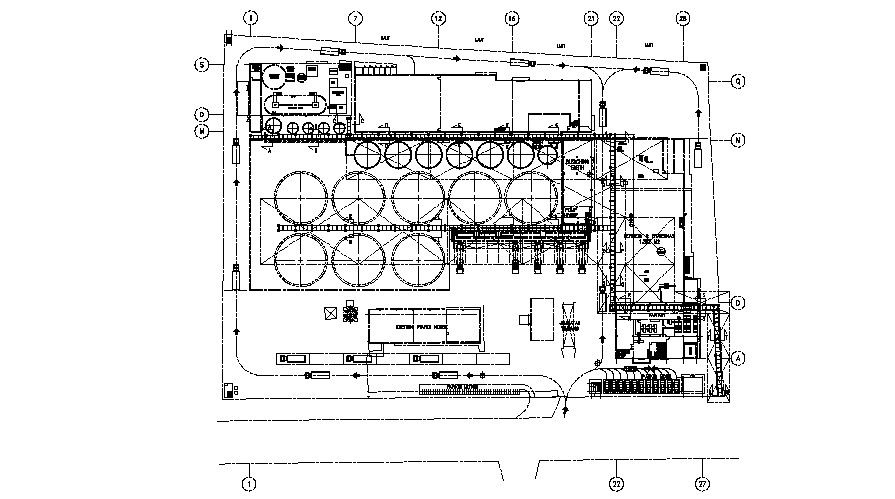 Water Treatment Plant Layout AutoCAD File with Component Details