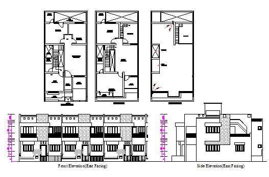 Layout plan and elevation design drawing of apartment