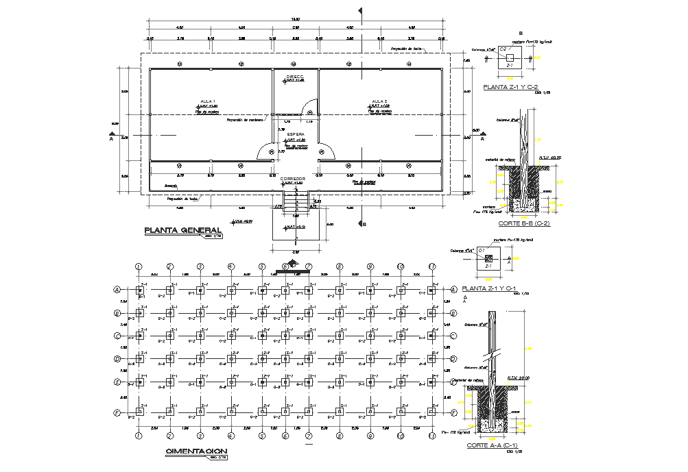 Layout plan and foundation plan detail dwg file