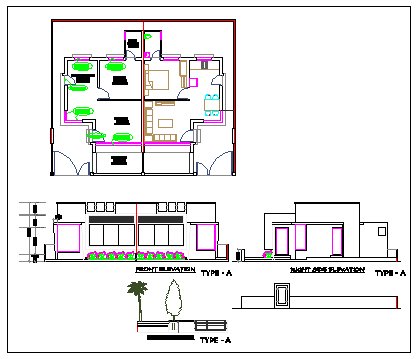 Layout plan design drawing of Bungalow design drawing