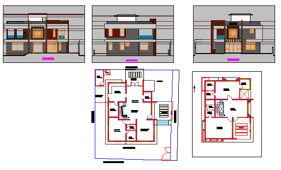 Layout plan design of Residential bungalow design drawing