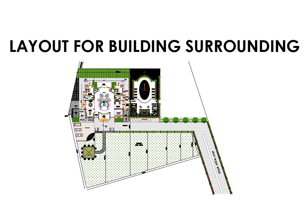 Layout plan for apartment building surroundings cad drawing details dwg file