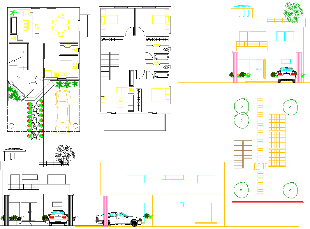 Layout plan of Architecture House dwg file