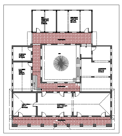 Layout plan of a Municipal shopping center dwg file