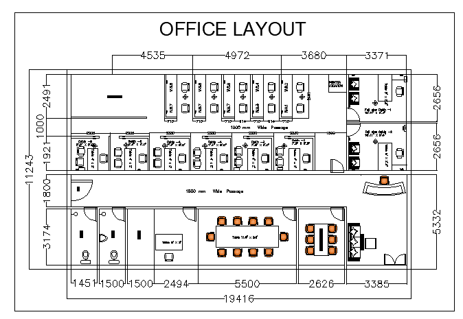 Layout plan of a corporate office dwg file
