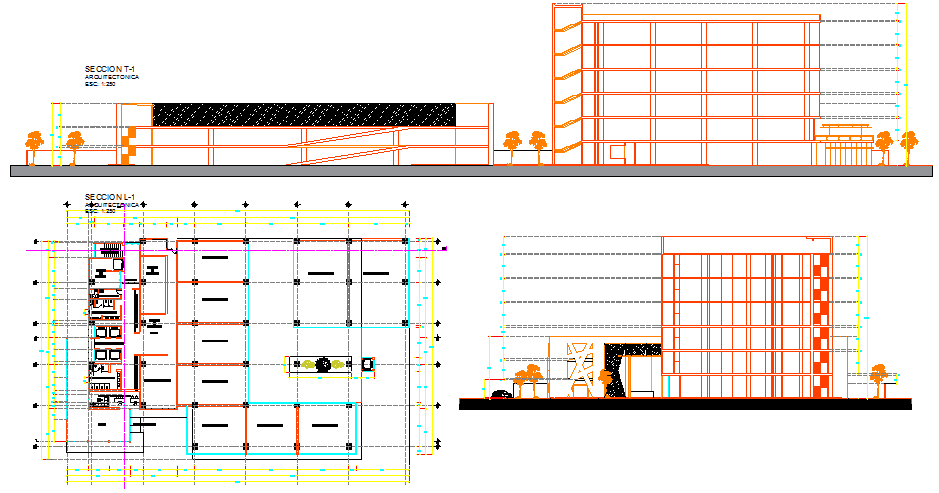 Layout plan of a office and car parking dwg file