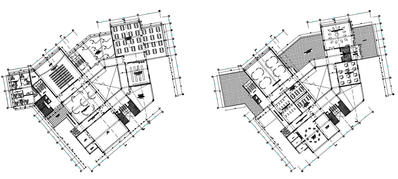 Layout plan of commerce building 2d CAD drawing in dwg format file