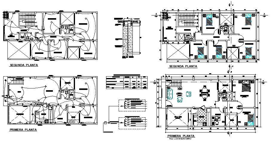 Layout plan of house 15.00mtr x 8.00mtr with detail dimension in AutoCAD