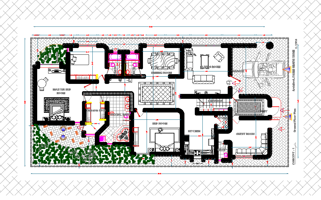 Layout plan of residential Project detail dwg file
