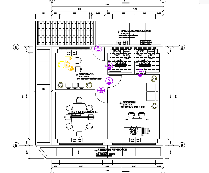 Staff Room Layout Plan with Furniture and Details in AutoCAD File