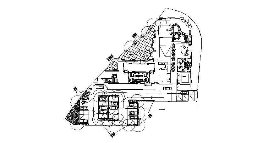 Layout plan of the clubhouse in dwg file 