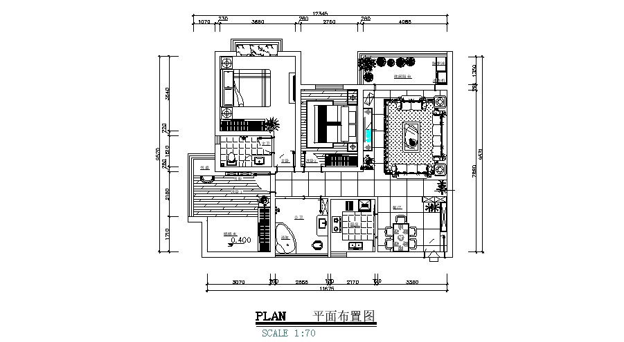 Layout plan of the house design with detail dimension in AutoCAD 