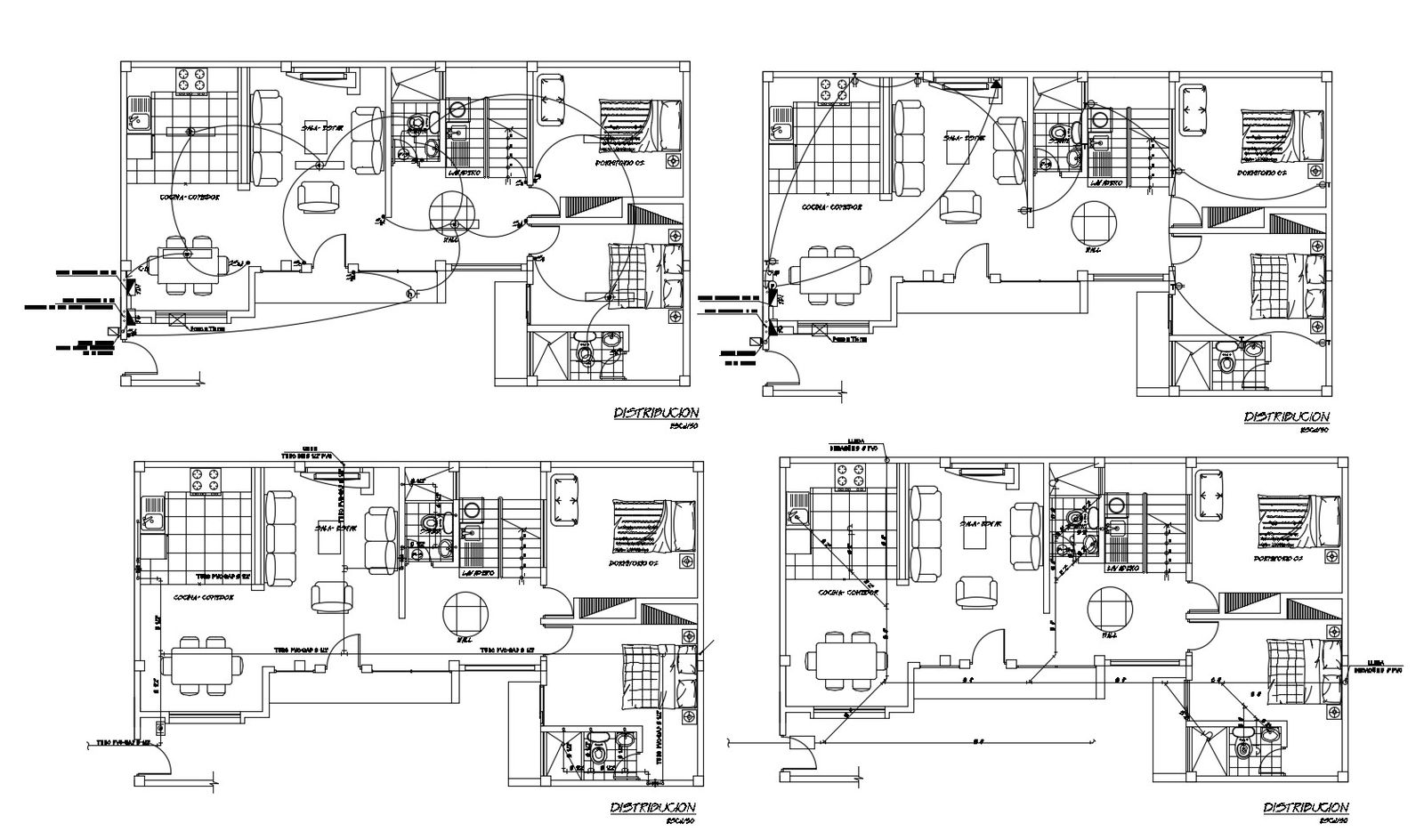 Layout plan of the house with detail dimension in AutoCAD