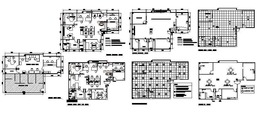 Layout plan of the office building with detail dimension in dwg file