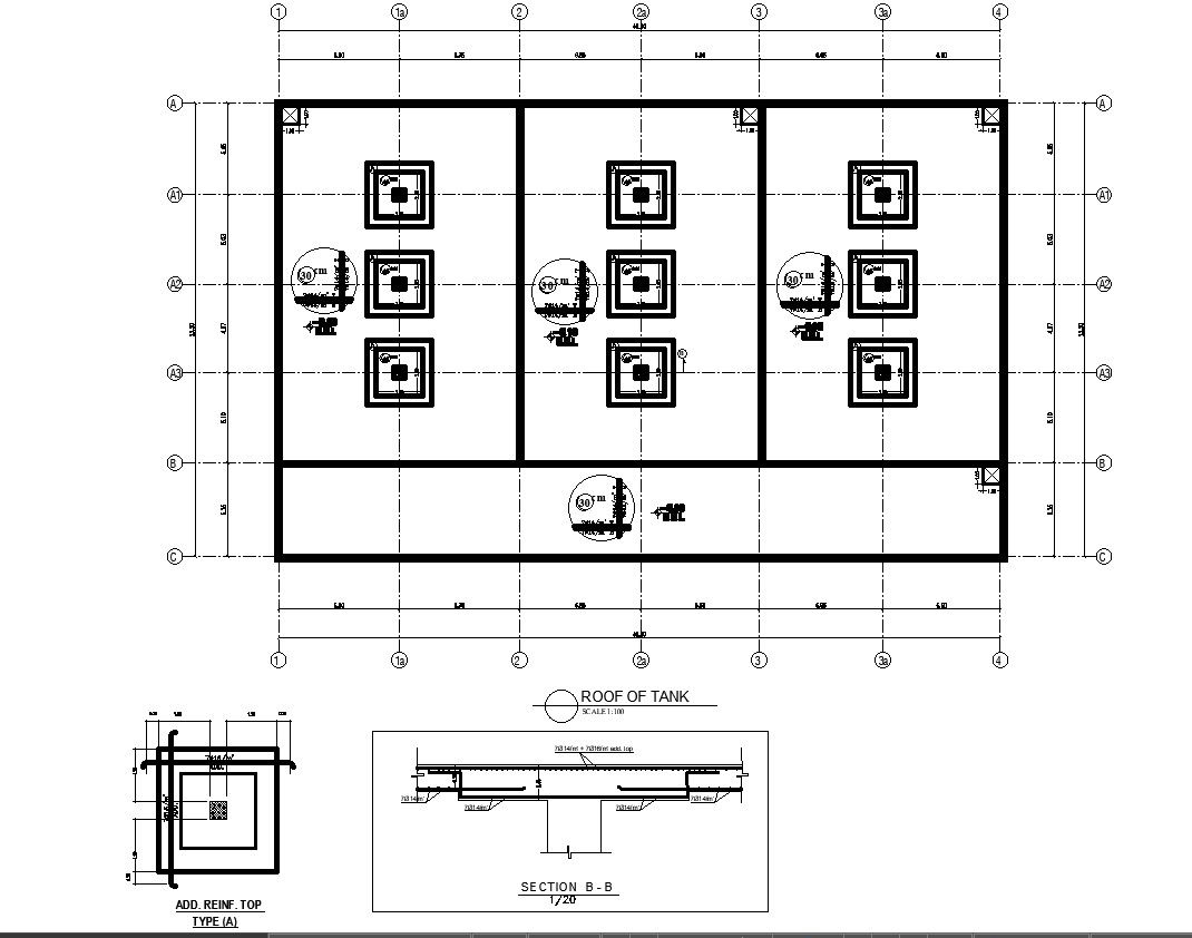 Layout Plan Details of Underwater Tank Roof CAD Drawing DWG File