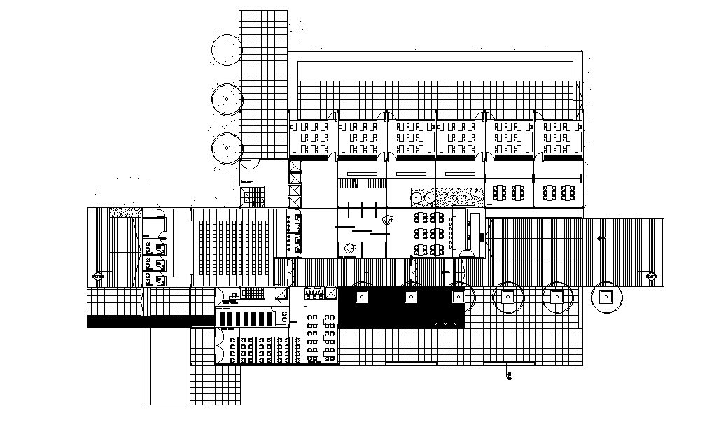 Layout detail of 233x229m hospital plan has been given in this Autocad drawing file. Download now.