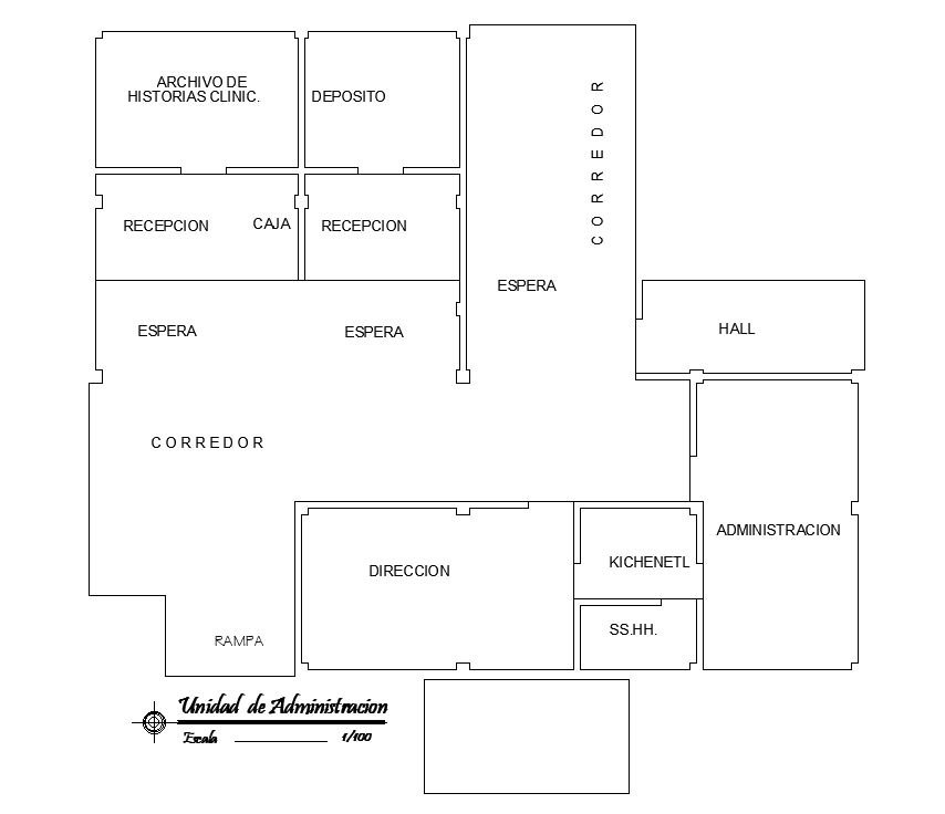Layout of 47x40m hospital of administrative office plan is given in this AutoCAD drawing model. Download now.