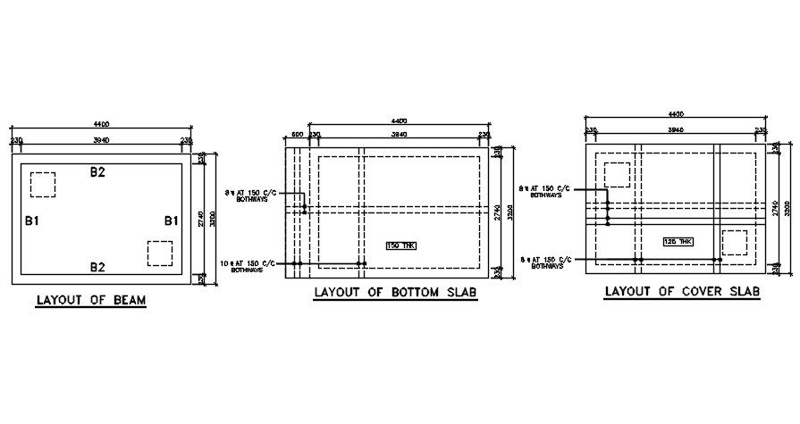 Layout of Precast Beam and bottom Slab. Download AutoCAD 2D file.