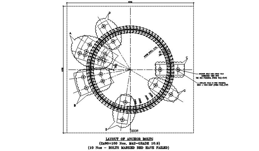 Layout of anchor bolt details is given in this AutoCAD DWG drawing file. Download the Autocad DWG drawing file.