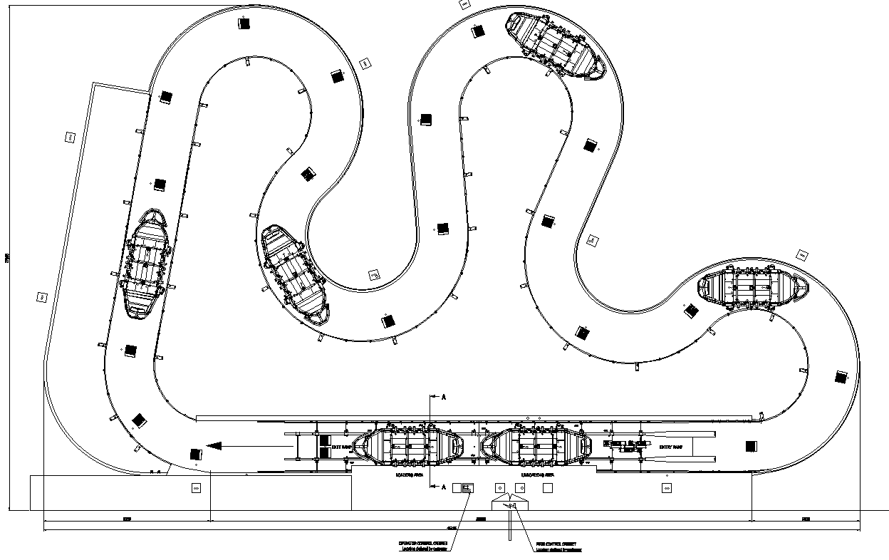 Layout of ride canal path for boat Detail DWG AutoCAD file